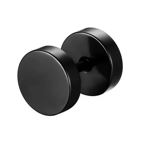 Kolczyk stalowy fake plug - czarny