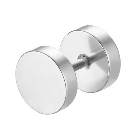 Kolczyk stalowy fake plug - srebrny