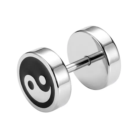 Kolczyk stalowy fake plug YIN-YANG - srebrny
