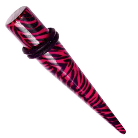 Rozpychacz akrylowy różowy taper - czarna zebra