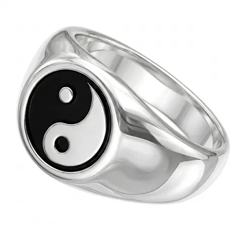Sygnet ze stali szlachetnej YIN YANG - srebrny