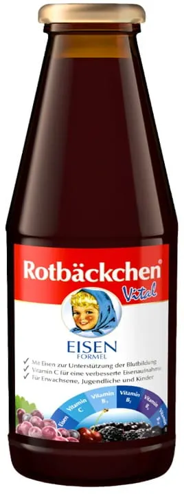 Sok Wieloowocowy z Żelazem i Witaminami C, B1, B2, B6, B12 450 ml Rotbackchen