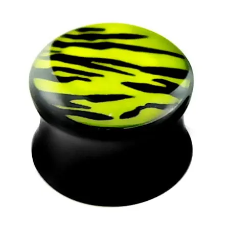 Plug akrylowy zebra limonka - nierozkręcany