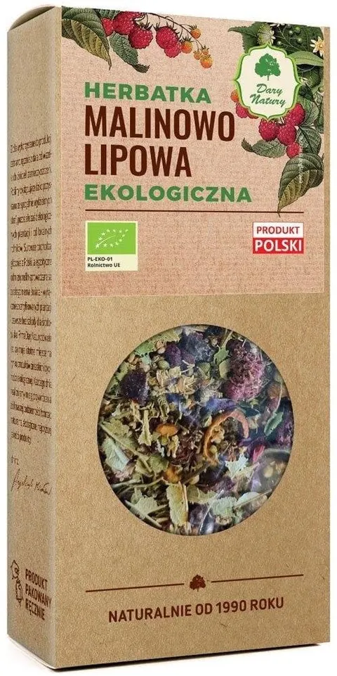 Herbatka Lipowo - Malinowa BIO 80 g Dary Natury