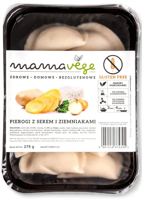 ❄️ Pierogi z Serem i Ziemniakami Bezglutenowe 275 g Mama Vege
