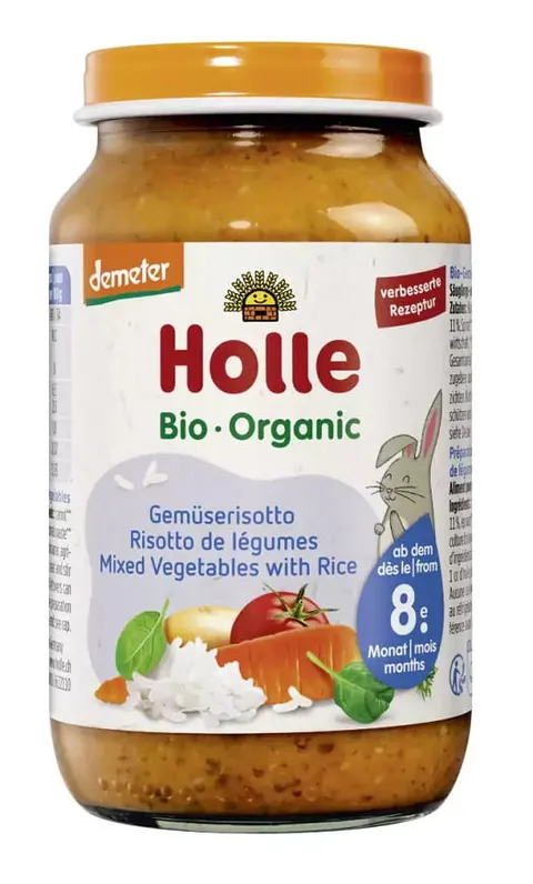 Obiadek z Warzywami i Ryżem od 8 m-c Demeter BIO 220 g Słoik Holle