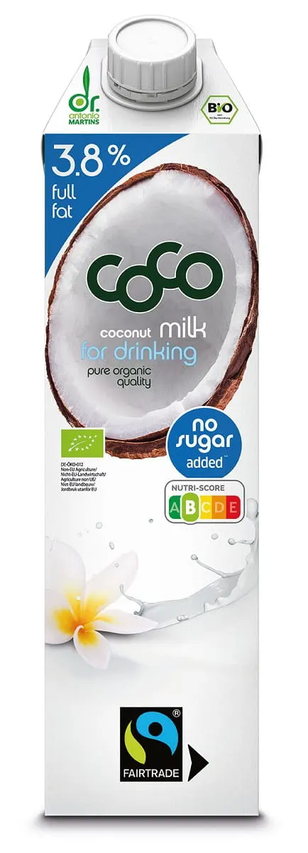 Coconut Milk - Napój Kokosowy Do Picia 3,8 % Tłuszczu Bez Dodatku Cukrów Fair Trade BIO 1 L - Coco Dr Martins