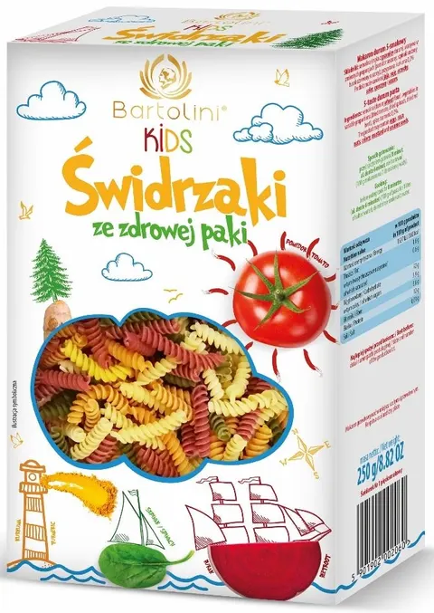 Makaron Pszenny 5-Smakowy dla Dzieci Świdrzaki 250 g Bartolini