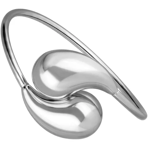 Bransoletka stalowa typu bangle DUŻE KROPLE - srebrna