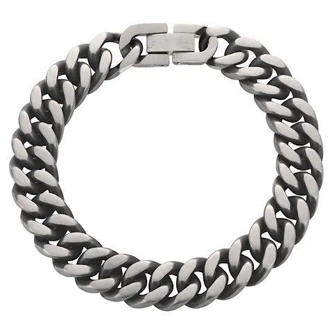 Bransoletka stalowa pancerka z gęstymi ogniwami 13 mm - antracyt