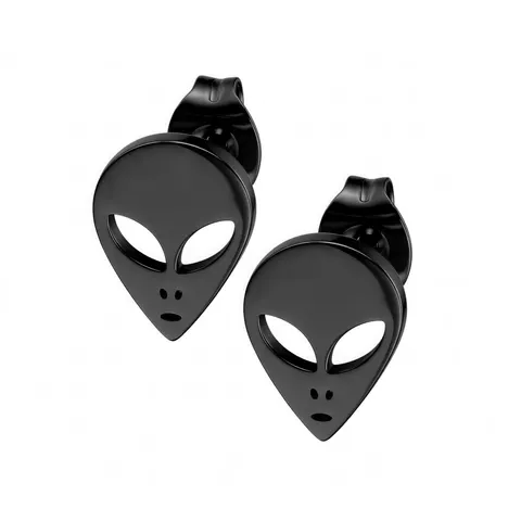 Kolczyki celebrytki ALIEN ze stali - czarne
