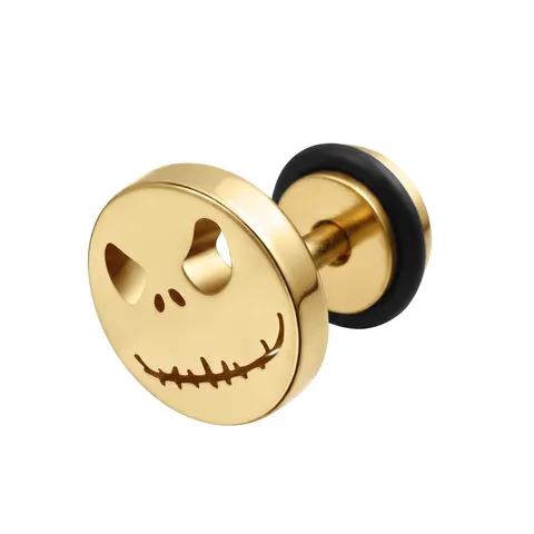 Kolczyk stalowy fake plug JACK SKELLINGTON - zloty