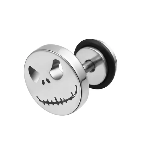 Kolczyk stalowy fake plug JACK SKELLINGTON - srebrny
