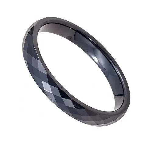 Fasetowana obrączka ceramiczna 3 mm - ciemnoniebieska