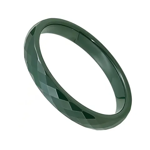 Fasetowana obrączka ceramiczna 3 mm - ciemnozielona