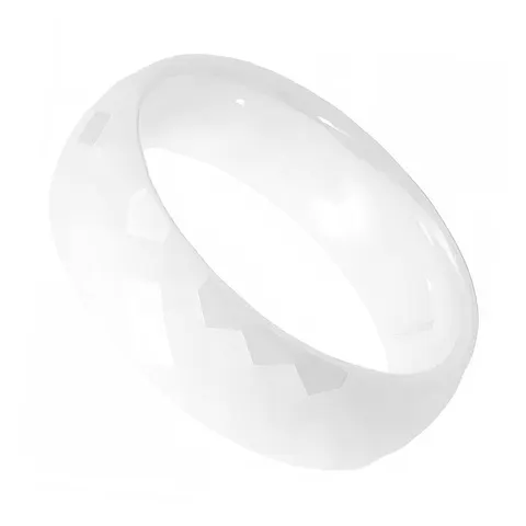 Fasetowana obrączka ceramiczna 6 mm - biała