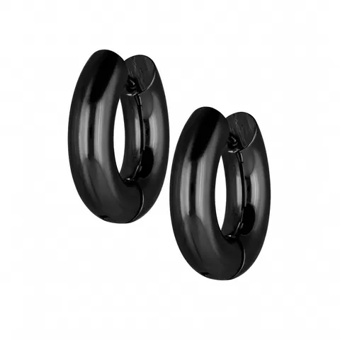 Kolczyki czarne kółka huggie ze stali 5 x 20 mm - profil okrągły