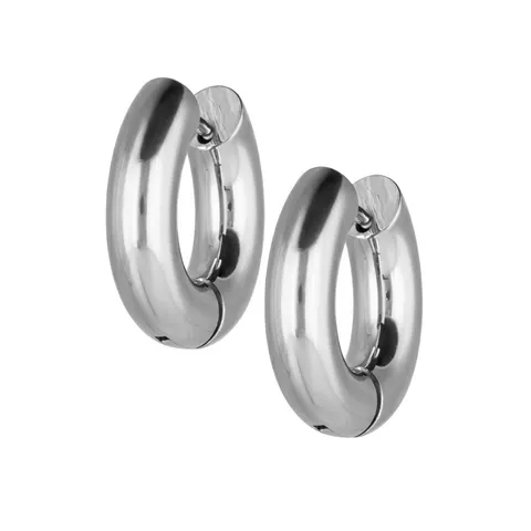 Kolczyki srebrne kółka huggie ze stali 5 x 20 mm - profil okrągły