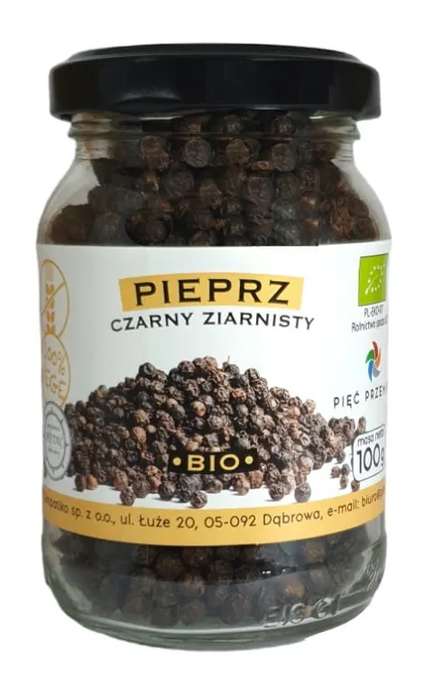 Pieprz Czarny Ziarnisty Bezglutenowy BIO 100 g Pięć Przemian
