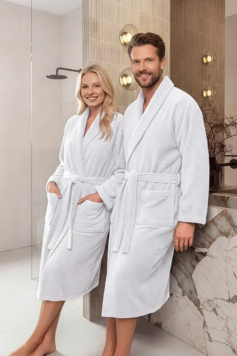 Bawełniany Szlafrok Hotelowy Frotte 450 Biały