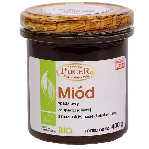 Miód Spadziowy ze Spadzi Iglastej BIO 400 g Pasieka Pucer
