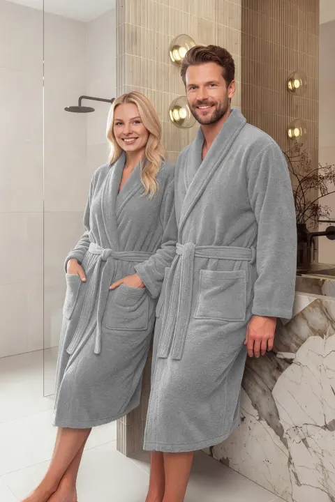 Bawełniany Szlafrok Hotelowy Frotte 450 Szary