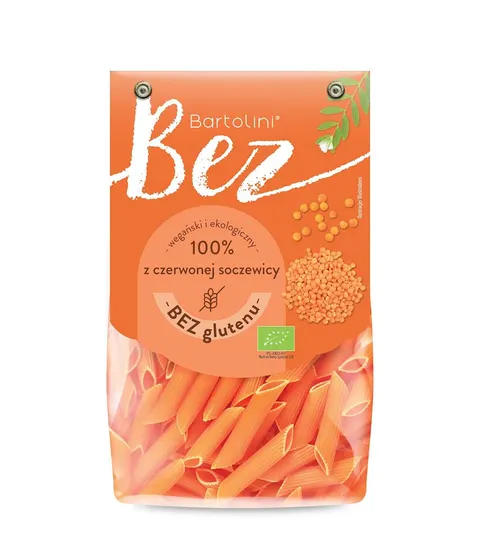 Makaron Proteinowy z Soczewicy Czerwonej Penne Bezglutenowy BIO 250 g Bartolini
