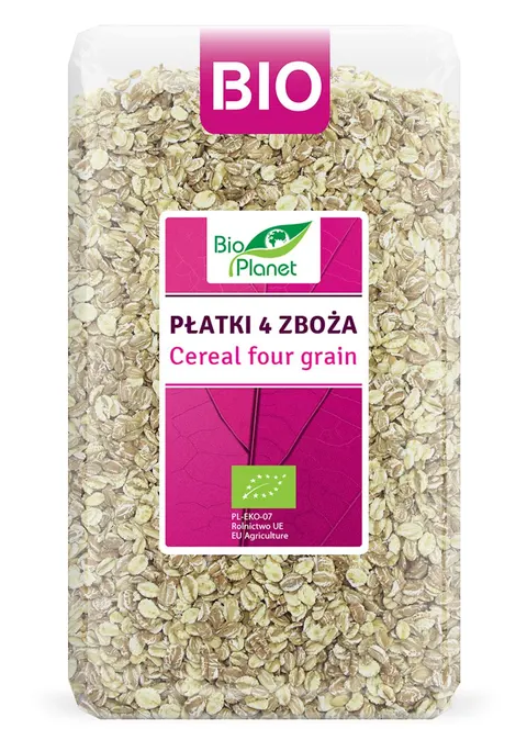 Płatki 4 Zboża (Orkisz, Owies, Jęczmień, Żyto) BIO 600 g Bio Planet