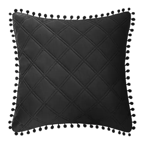 Poszewka Do Narzuty Z Pomponami POMPOO Czarny
