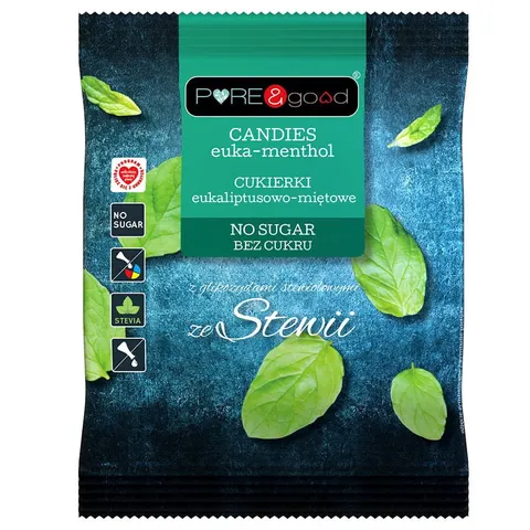 Cukierki Eukaliptusowo - Miętowe ze Stewią Bez Cukru 50 g Pure&Good
