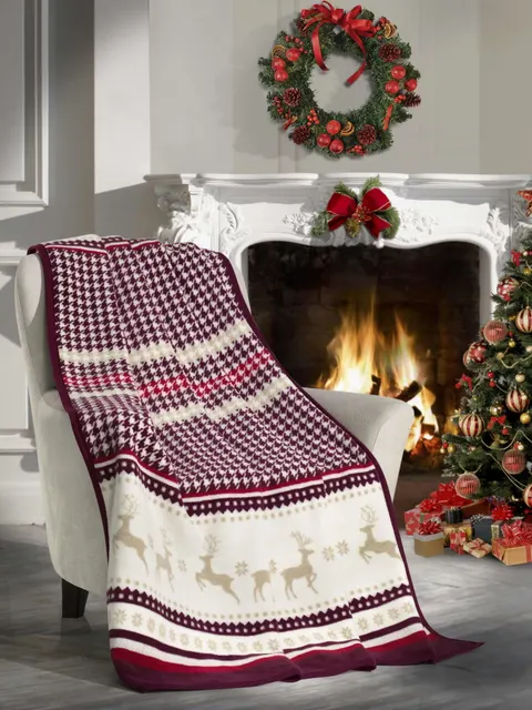 Świąteczny Koc Bawełniany Narzuta Pled Na Łóżko CHRISTMAS CHECK