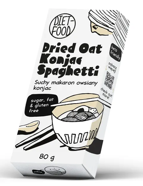 Makaron Suchy Konjac - Owies Spaghetti Bezglutenowy 80 g Diet Food
