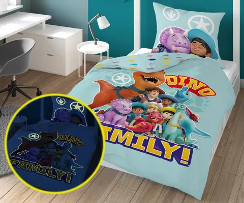 Świecąca Dziecięca Pościel Bawełniana DINO 01