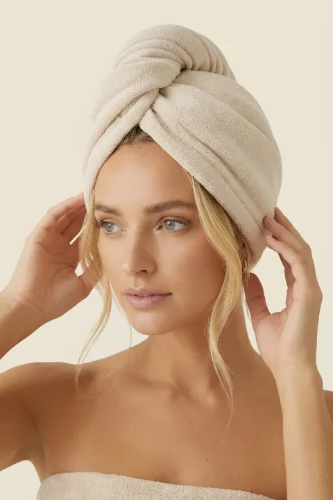 Turban Ręcznik Do Włosów ACTIVE Beżowy