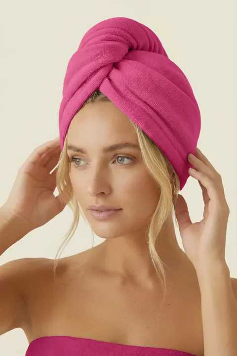 Turban Ręcznik Do Włosów ACTIVE Fuksjowy