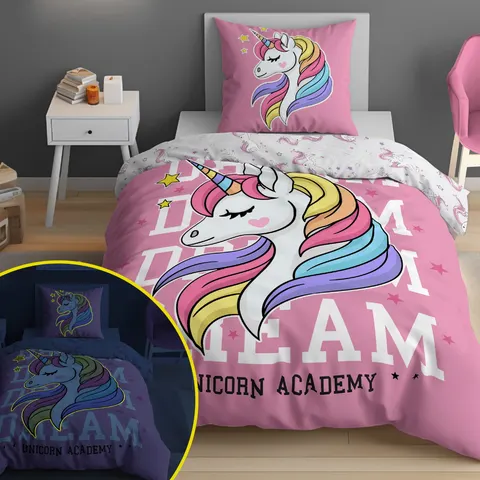 Świecąca Pościel Bawełniana UNICORN 4235A