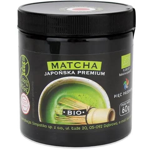 Herbata Zielona Matcha Japońska Bezglutenowa BIO 60 g Pięć Przemian