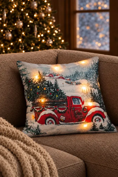 Świecąca Świąteczna Poszewka Christmas Car LED