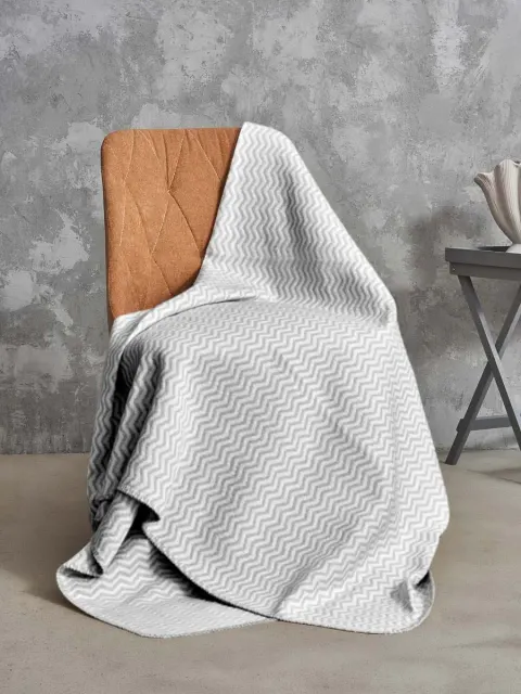 Komplet 2 szt. Szarych Bawełnianych Narzut na Fotel Cotton Cloud Zygzak
