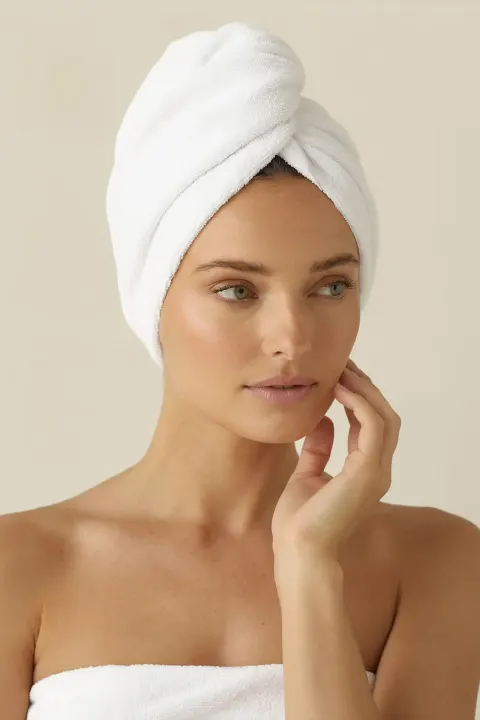 Bawełniany Turban Ręcznik Do Włosów SPA Biały