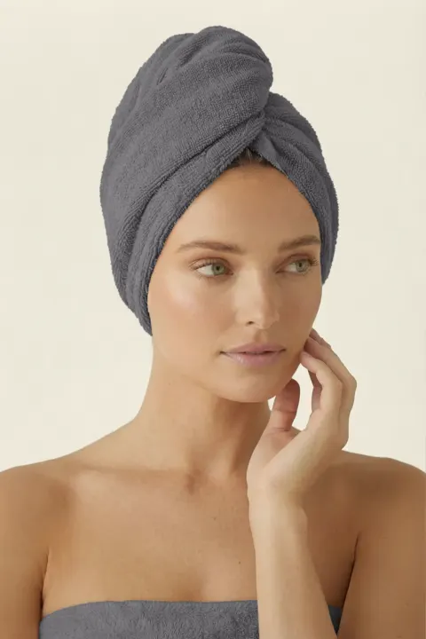 Bawełniany Turban Ręcznik Do Włosów SPA Szary