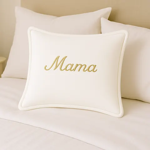 Poduszka Z Haftem MAMA Na Prezent Kremowy