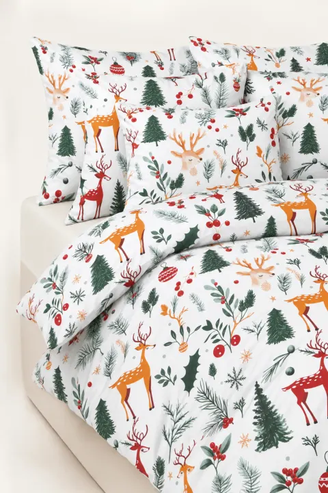 Świąteczna Pościel z Mikrofibry CHRISTMAS FOREST Biała
