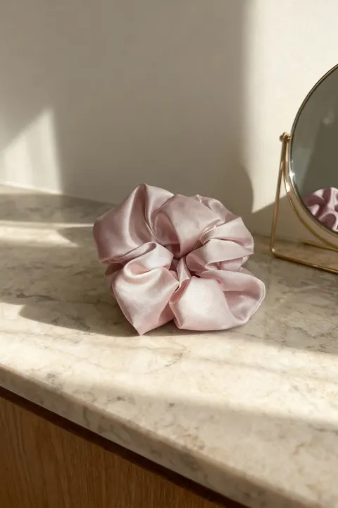 Gumka do Włosów z Jedwabiu Scrunchie Pudrowy Róż