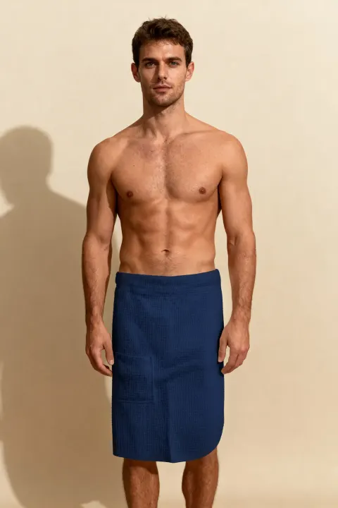 KILT Męski Ręcznik do Sauny SPA Wafel Granatowy