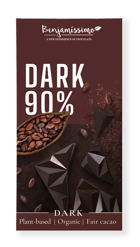 Czekolada Gorzka 90% Bezglutenowa BIO 60 g Benjamissimo
