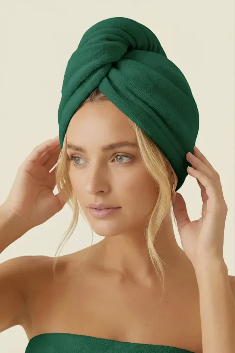 Turban Ręcznik Do Włosów ACTIVE Zielony