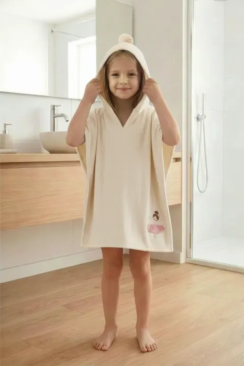 Ręcznik Ponczo dla Dzieci BALERINA Kremowy