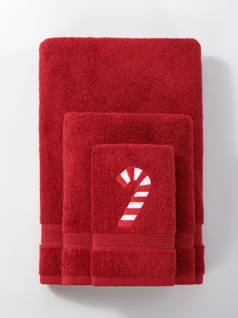 Świąteczny Ręcznik Bawełniany CANDYCANE Bordowy