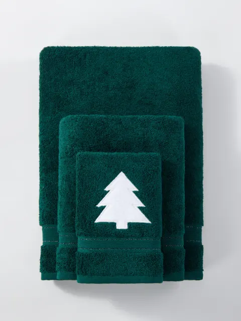 Świąteczny Ręcznik Bawełniany CHRISTMAS TREE Butelkowy